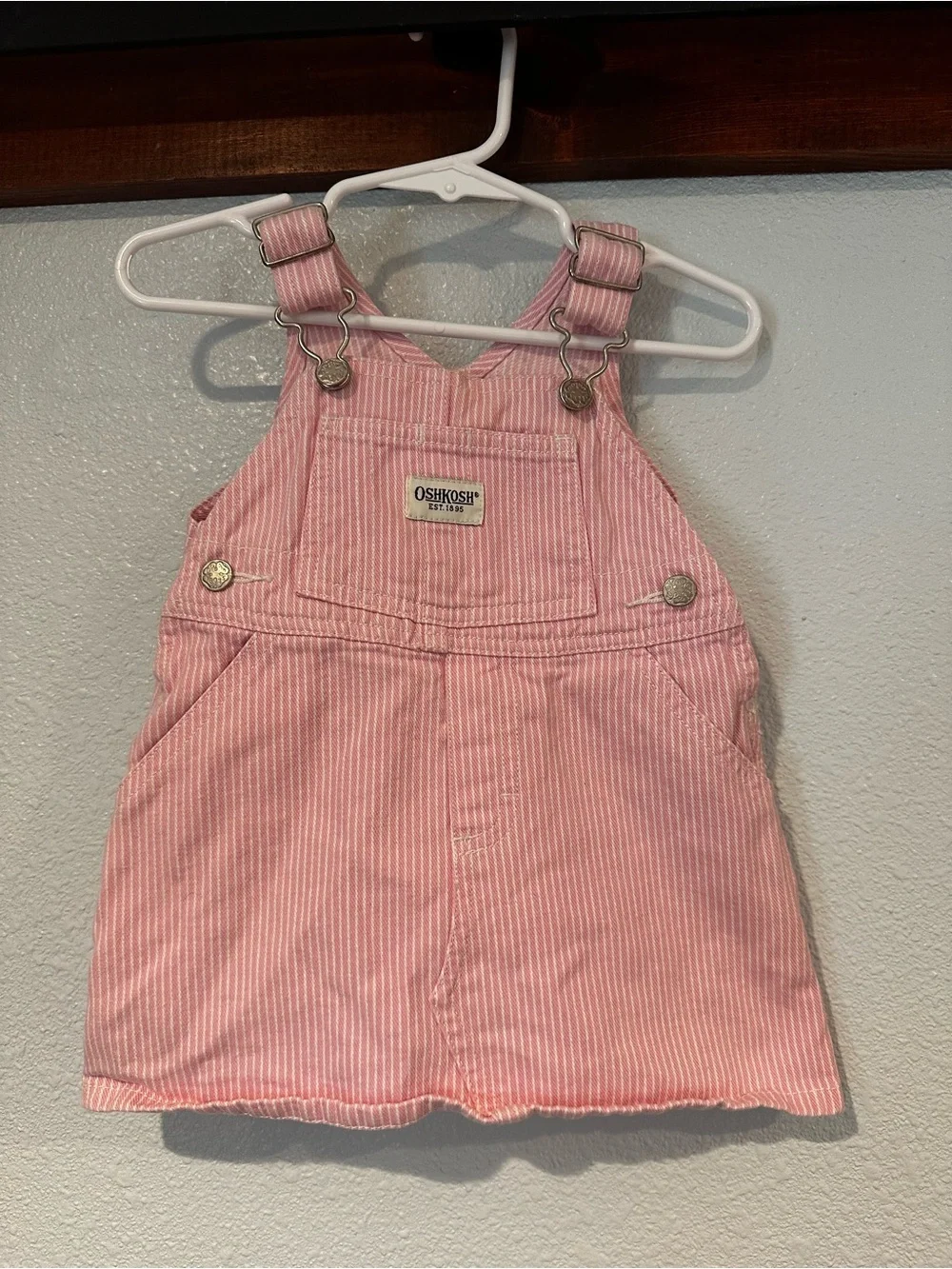 OshKosh B'gosh Pink Striped Girls Overall Dress